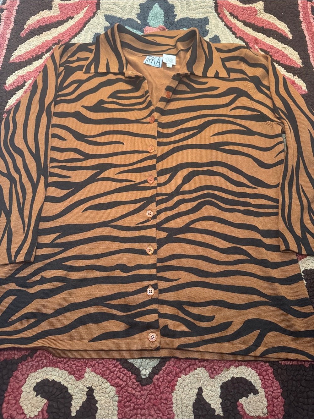 Ara Tiger-Stripe Button-Front Shirt in Rust and Black